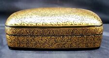 Vintage Hand Painted Gold Gilt Black Lacquer Jewelry Keepsake Trinket Box 7