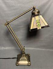 Arts & Crafts Mission Stained Glass Desk Lamp Tiffany Style Adjustable Height picture
