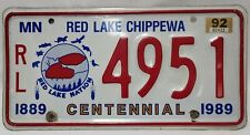 Red Lake Band Of Chippewa Nation License Plate MN Early Four Digit * Embossed picture