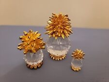 Set Of 3 Kenzo Atari Pineapple Crystal With Gold Plated Leaves picture