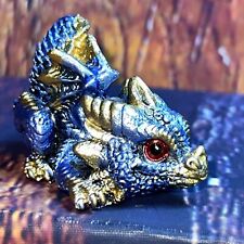 Dragon Statue Blue Purple Pearl Decor Collectible Figure Red Eyes picture