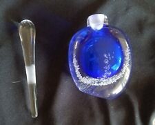 Art Glass, Buzz Blodgett BLUE Blown Perfume Bottle w/ Dauber, 5