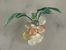 5 Vintage MCM Decor Miniature Lucite Acrylic Grape Clusters: Pink, Yellow, Clear picture