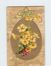 Postcard Glad Easter Day with Flowers Ribbon Embossed Art Print picture