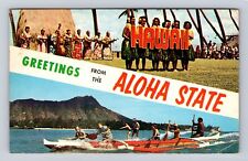 HI- Hawaii, General Banner Greetings, Antique, Vintage c1962 Souvenir Postcard picture