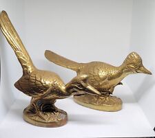 VTG Pair Of Solid Brass Roadrunner  Sculptures 8