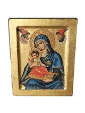 Madonna and Child copy of Ancient Byzantine Icon Certificate gold frame vintage picture