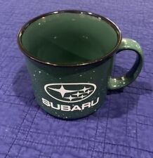 Subaru 15 Oz Coffee Mug Green Cup With Logo Ceramic Camping Camp Fire Speckled picture