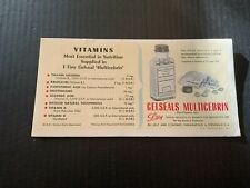 1950's Eli Lilly & Co Gelseals Multicebrin Medicine Ink Blotter picture