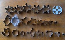 Vintage Lot of 24 Metal Cookie Cutters Mixed Shapes excellent condition picture