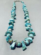 EXTRAORDINARY VINTAGE NAVAJO TURQUOISE STERLING SILVER NECKLACE picture