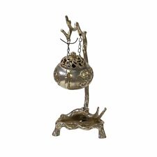 Chinese Rustic Silver Color Metal Tree Swing Incense Holder ws1731 picture