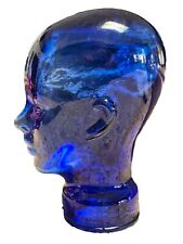 Cobalt Blue Art Glass Head Life Size Mannequin 11” EUC  picture