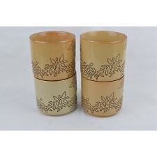 Set Of 4x Coffee Mug Cup Starbucks 2013 Brown Tan Engraved Leaves 14oz Ceramic picture