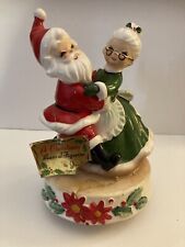 Vtg Josef Originals Musical Santa & Mrs Claus Dancing Music Spin W/Tag Stickers picture