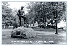 c1950's Buddies Monument Statue Storm Lake Iowa IA RPPC Photo Vintage Postcard picture