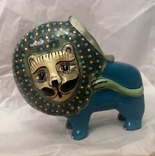 Possibly Mexican Folk Art Lion ? Intricately Painted. Maybe Wood/Paper Mache? picture