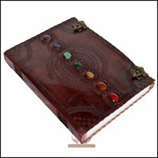 Leather Journal Book Seven Chakra Medieval Stone Embossed Handmade Book picture