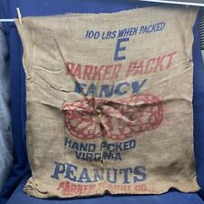 Vintage Birdsong Fancy Peanuts Star Brand Burlap Bag Sack Virginia 39“X 34” A-2 picture