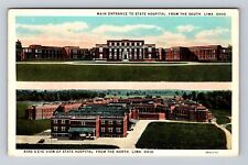Lima OH-Ohio, Main Entrance To State Hospital, Birds Eye View, Vintage Postcard picture