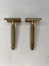 Lot of TWO: Vintage Gillette Safety Razors - Brass Double Edge Razors picture