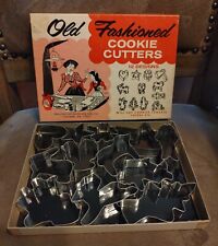Vintage Old Fashioned Cookie Cutters 12 Designs Original Box Metal Cutters $10 picture