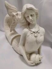 Mermaid Bookends Creative Co-op Cream Resin Flowing Hair Holding Seashell picture