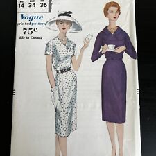 Vintage 1950s Vogue 7815 Slim Skirt Shoulder Yoke Dress Sewing Pattern 14 XS CUT picture
