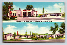 Stroot's Motel Service Gas Station Café Restaurant Aviston Illinois IL Postcard picture