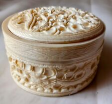Vtg. Chinese Carved Dressing Table Trinket Jar With Dragons picture