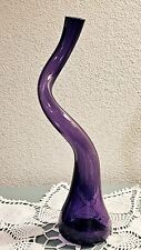 Vintage Cindy O’Dell Spiral Vase Art Glass Modern Glossy Purple Signed 95 READ picture