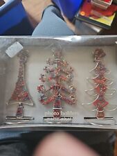 Pier 1 Imports Beaded Christmas Tree Photo Holders Set of Three picture