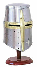Medieval Knight Armor Crusader Viking Templar Helmet Helm w/ Mason's Brass Cross picture