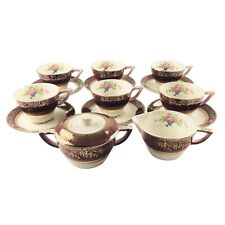 Vtg Century by Salem 23 Karat Gold Creamer & Sugar Bowl 6 Sets Coffee Cup Saucer picture