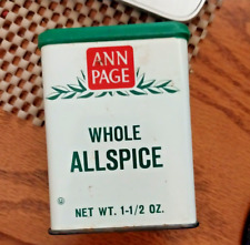 Vintage Ann Page Pure Whole Allspice Spice Tin W/White, Green, & Red Markings picture