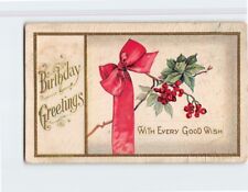 Postcard Birthday Greetings With Every Good Wish With Embossed Art Print picture