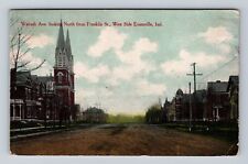 Evansville IN-Indiana, Wabash Avenue Looking North, Church Bldg Vintage Postcard picture