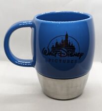 Walt Disney Pictures Logo Silver Ceramic Stainless Steel Blue Mug Cug  picture