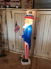 Vintage Blow Mold Uncle Sam Patriotic America Flag Lighted Union New Old Stock picture