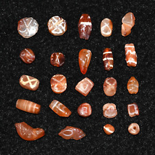 24 Genuine Ancient Pyu & Sassanian  Etched Carnelian Beads over 2000 Years Old picture