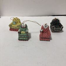 VTG 1997 Mary Engelbreit Chair Christmas Ornaments Ceramic Lot Of 4 picture