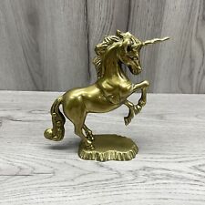 Vintage 7” Inch SOLID BRASS HEAVY REARING UNICORN 1970's Great Condition picture