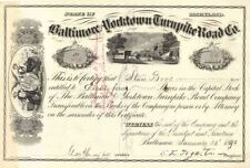 Baltimore and Yorktown Turnpike Road Co. - Stock Certificate - Early Turnpike St picture