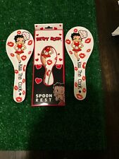1-BETTY BOOP CERAMIC SPOON REST KISS THE COOK NEW IN BOX picture