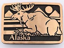 Alaska Bull Moose Vintage Belt Buckle picture