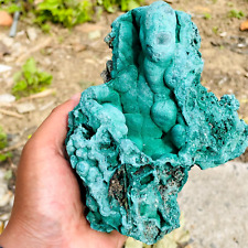 1560g Large Natural Green Malachite Geode Quartz Crystal Mineral Rough Specimen picture