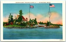 Postcard - Zavikon Island, Thousand Islands, New York, International Bridge picture
