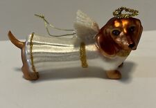 Robert Stanley Dachshund Dog Angel Glass Christmas ornament 5”  Pre-Owned picture