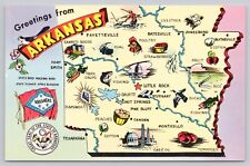 Arkansas State Pictoral Map, Landmarks & Attractions, Vintage Postcard picture
