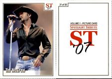 TIM MCGRAW Volume 1 perforated card #31 2007 Spotlight Tribute Card picture